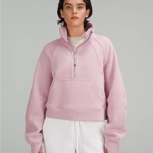 Scuba Oversized Half-Zip Hoodie - Pink Peony